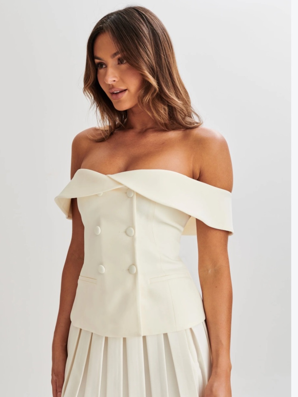 MESHKI Krista Strapless Suiting Top Women’s Size XL Ivory Off Shoulder NEW